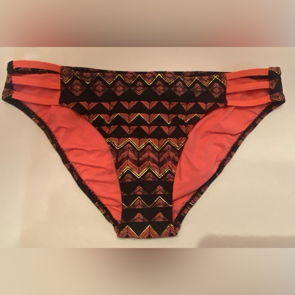 Red Carter Women's Black Orange Hipster Beachwear Bikini Swim Bottom Size 6 NWOT